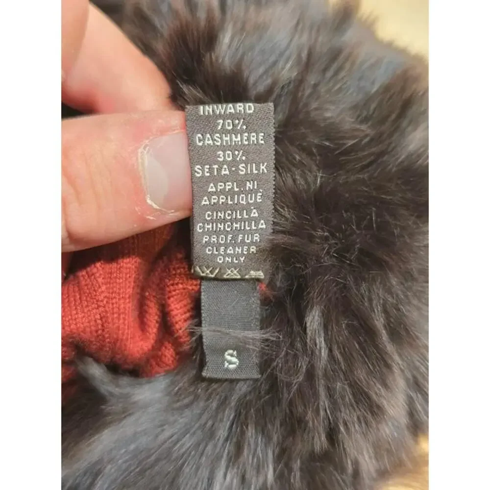 Loro Piana Brown Leather Suede Chinchilla Fur Gloves Sz.S